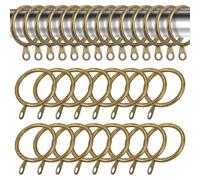 WHAPELQ Lot de 28 anneaux de rideaux en métal, diamètre intérieur de 45 mm, anneaux de suspension pour tringles à rideaux (couleur laiton)