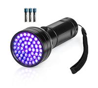 Whaply Lampe de poche UV à lumière noire, 51 LED, 395 nm, détecteur d'urine d'animal domestique avec 3 piles AA pour urine de chat, taches, punaises de lit (noir)