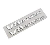 WHARGTSL ABS Noir Chrome Voiture Coffre arrière Lettres C63 V8 BITURBO emblème Insigne Logo Autocollant adapté for Mercedes C63 AMG W204 W205 Accessoires Automobiles(V8 Chrome)