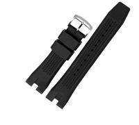 WHARGTSL Bracelet de Montre en Silicone, Encoche incurvée, Accessoires Noirs, Bracelet de 24mm(Black-Steel)