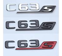 WHARGTSL Lettres chromées Noires ABS 3D adaptées for la Voiture Mercedes C63S AMG W205 W204 Logo Autocollant emblème Badge Coffre Accessoires Automobiles(Black Red c63s)