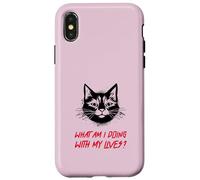 What Am I Doing with My Lives? (Graphique de Chat Amusant) Coque pour iPhone X/XS