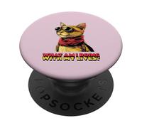 What Am I Doing with My Lives? (Graphique de Chat Amusant) PopSockets PopGrip Adhésif