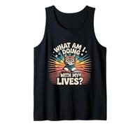 What Am I Doing with My Lives Sarcastic Cat Puns |- Débardeur