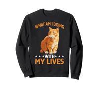 What Am I Doing with My Lives Sarcastic Cat Puns - Sweatshirt