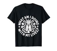 What Am I Doing with My Lives Sarcastic Cat Puns - T-Shirt