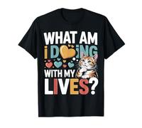 What Am I Doing with My Lives Sarcastic Cat Puns - T-Shirt
