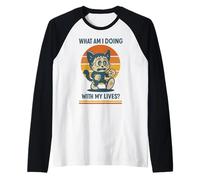 What Am I Doing with My Lives Vintage Cat Humour Manche Raglan
