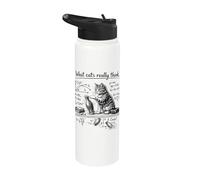 What Cats Really Think, Funny Cat Physics & Cat Humour Stainless Steel Insulated Water Bottle