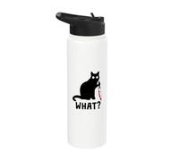 What? Chat noir meurtrier tenant un couteau graphique amusant Stainless Steel Insulated Water Bottle