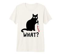 What? Chat Noir meurtrier Tenant Un Couteau Graphique Amusant T-Shirt Haut de Gamme