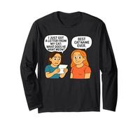 What Does He Want Meow - Funny Cat Pun Design Manche Longue