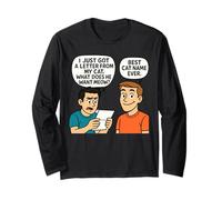 What Does He Want Meow - Funny Cat Pun Design Manche Longue