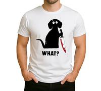 What? Drôle Halloween Chien avec Couteau - Dark Humour Design T-shirt Homme, Blanc., XL