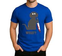 What? Drôle Halloween Chien avec Couteau - Dark Humour Design T-shirt Homme, bleu, XL