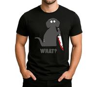 What? Drôle Halloween Chien avec Couteau - Dark Humour Design T-shirt Homme, Noir , XL