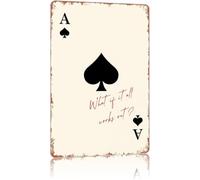 What If It All Works Out Poker Metal Sign Vintage Style Home Decor Plaque 8 X 12 in