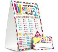 What is Your Surfer Name Game Kit (1 panneau debout + 30 cartes nominatives), décoration de fête de surfeur, parfait pour les activités de fête d'anniversaire