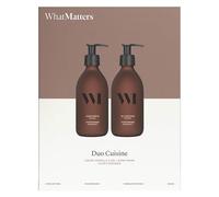 WHAT MATTERS Coffret Duo Cuisine, Gel Lavant Mains 290ml + Liquide Vaisselle 290ml Fleur d'Oranger, Vegan, 99% d'origine naturelle, Flacons pompe en verre renforcé® rechargeables, Fabriqué en France