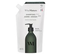 What Matters - Éco-Recharge Shampoing Amande Jasmin - 500ml- Vegan, éco-conçu - Laisse les cheveux doux et brillants - Recharge pour flacon en verre renforcé®- Fabriqué en France