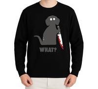What? Pull drôle d'Halloween avec couteau - Pull humour foncé, Noir , XL