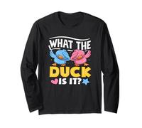 What The Duck is It Funny Gender Reveal Party Pun Dabbing Manche Longue