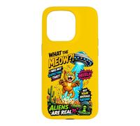 What The Meow Funny Cat UFO Abduction Sci-FI Alien Coque pour iPhone 15 Pro