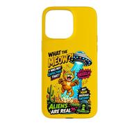 What The Meow Funny Cat UFO Abduction Sci-FI Alien Coque pour iPhone 15 Pro Max