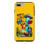 What The Meow Funny Cat UFO Abduction Sci-FI Alien Coque pour iPhone 7 Plus/8 Plus