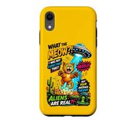 What The Meow Funny Cat UFO Abduction Sci-FI Alien Coque pour iPhone XR