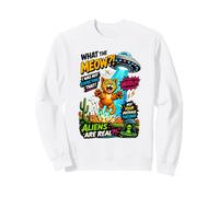 What The Meow Funny Cat UFO Abduction Sci-FI Alien Sweatshirt