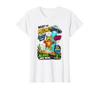 What The Meow Funny Cat UFO Abduction Sci-FI Alien T-Shirt Graphique avec Valeur, Femme, Blanc, S