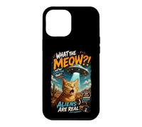 What The Meow Funny Shocked Cat UFO Alien Flying Saucer Coque pour iPhone 12 Pro Max