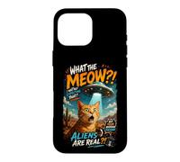 What The Meow Funny Shocked Cat UFO Alien Flying Saucer Coque pour iPhone 16 Pro Max