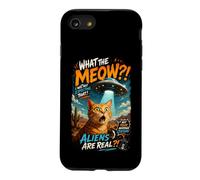 What The Meow Funny Shocked Cat UFO Alien Flying Saucer Coque pour iPhone SE (2020) / 7/8