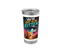 What The Meow Funny Shocked Cat UFO Alien Flying Saucer Gobelet isotherme en acier inoxydable double paroi