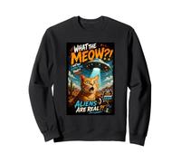 What The Meow Funny Shocked Cat UFO Alien Flying Saucer Sweatshirt