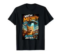 What The Meow Funny Shocked Cat UFO Alien Flying Saucer T-Shirt