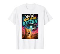 What The Meow Funny Shocked Cat UFO Alien Flying Saucer T-Shirt Graphique avec Valeur