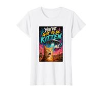 What The Meow Funny Shocked Cat UFO Alien Flying Saucer T-Shirt Graphique avec Valeur