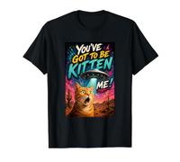 What The Meow Funny Shocked Cat UFO Alien Flying Saucer T-Shirt Graphique avec Valeur