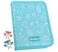 WhataBerry® Protège Carnet de Santé Bébé 0-10 Ans - Pochette Compacte et Unisexe - 16 Compartiments - Rangement pour Documents et Cartes - Bleu Turquoise 26x19x3cm
