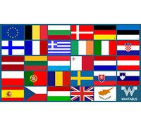 WHATABUS - UE - Tous les drapeaux des pays de l'Union européenne - Lot de 29 autocollants multicolores géométriques