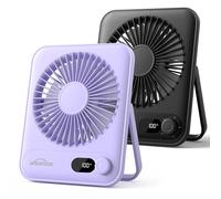 WHATOOK Lot de 2 ventilateurs USB silencieux : régulateur en continu 1 à 100, batterie 2000 mAh, avec affichage LED, mini ventilateur portable pour table, bureau, maison, chambre à coucher