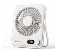 WHATOOK Mini Ventilateur de Bureau USB:100 Vitesses et Batterie 2000 mAh,Silencieux Petit Ventilateur de Poche avec écran LED,Portatif Portable Ventilateur Pliable Pour Bureau Maison Chambre(Blanc)
