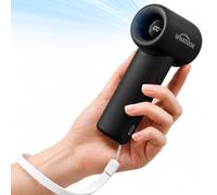 WHATOOK Mini ventilateur portable : design de poche, 5 vitesses, petit et léger, rechargeable par USB, pour la maison, le bureau, le maquillage, les voyages, la plage, l'extérieur, noir