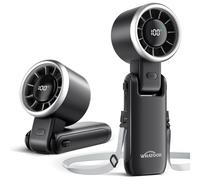 WHATOOK Mini Ventilateur USB Portable - 5 Vitesses, Réglable, Base Incluse pour Bureau, Extérieur, Poche, Voyage