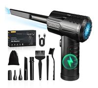 WHATOOK Souffleur Air Comprimé，Bombe d'air Comprimé，100000 TR/Min Plumeau à air électrique，Régulation 3 Vitesse，7600 mAh Batterie，pour Ordinateur, Clavier,Voiture, Maison pour Nettoyage du Bureau