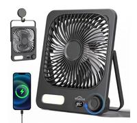 WHATOOK Ventilateur de Table Rechargeable 10000mAh avec Veilleuse, USB C Silencieux 30dB, 100 Vitesses, 40h, Écran Auto-Off, Grille Lavable, Crochet Camping Bureau Chambre