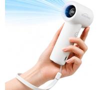 WHATOOK Ventilateur Portable à Main, Mini Ventilateur Portatif 5 Vitesses, Affichage LCD ventilateur de poche portable à piles, Format de Poche (White-1)
